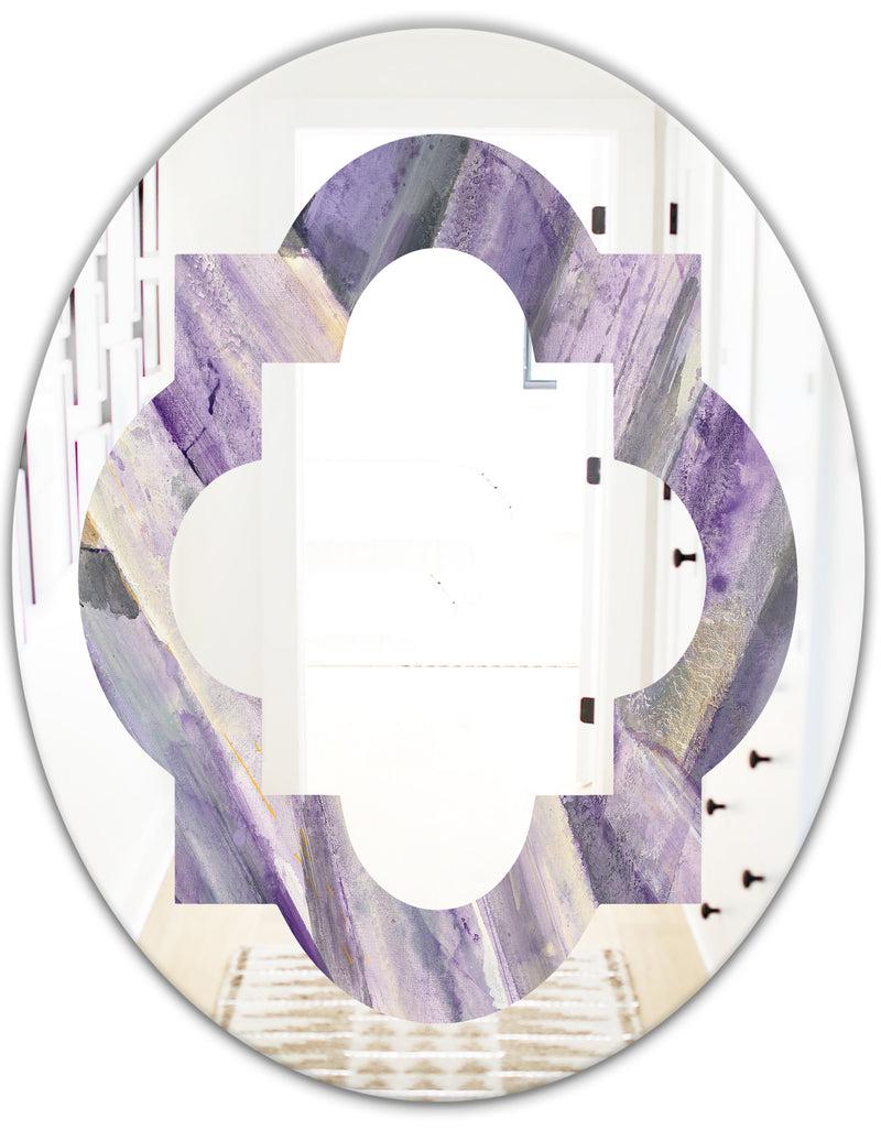 DesignQ Geometric Purple Glacier - Modern Round Or Oval Wall Mirror - Quatrefoil