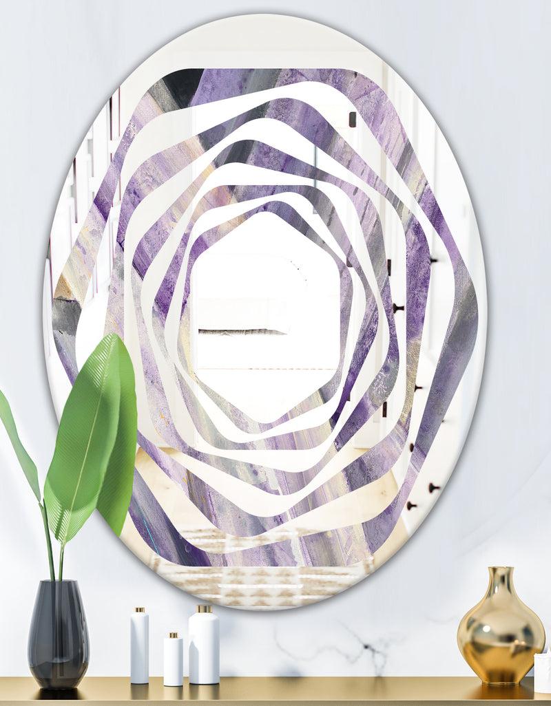 DesignQ Geometric Purple Glacier - Modern Round Or Oval Wall Mirror - Whirl