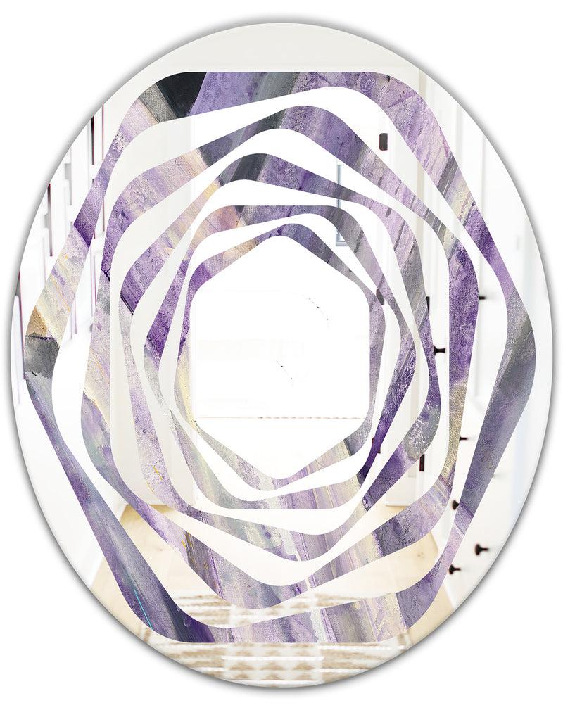 DesignQ Geometric Purple Glacier - Modern Round Or Oval Wall Mirror - Whirl