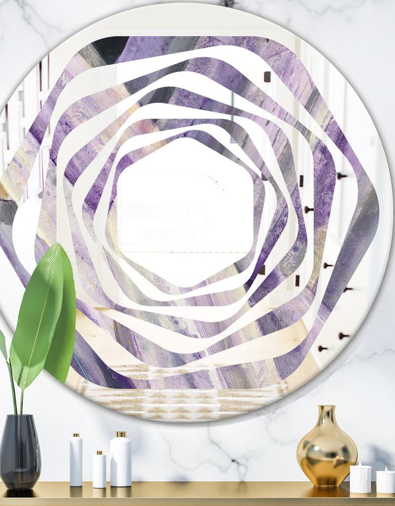 DesignQ Geometric Purple Glacier - Modern Round or Oval Wall Mirror - Whirl