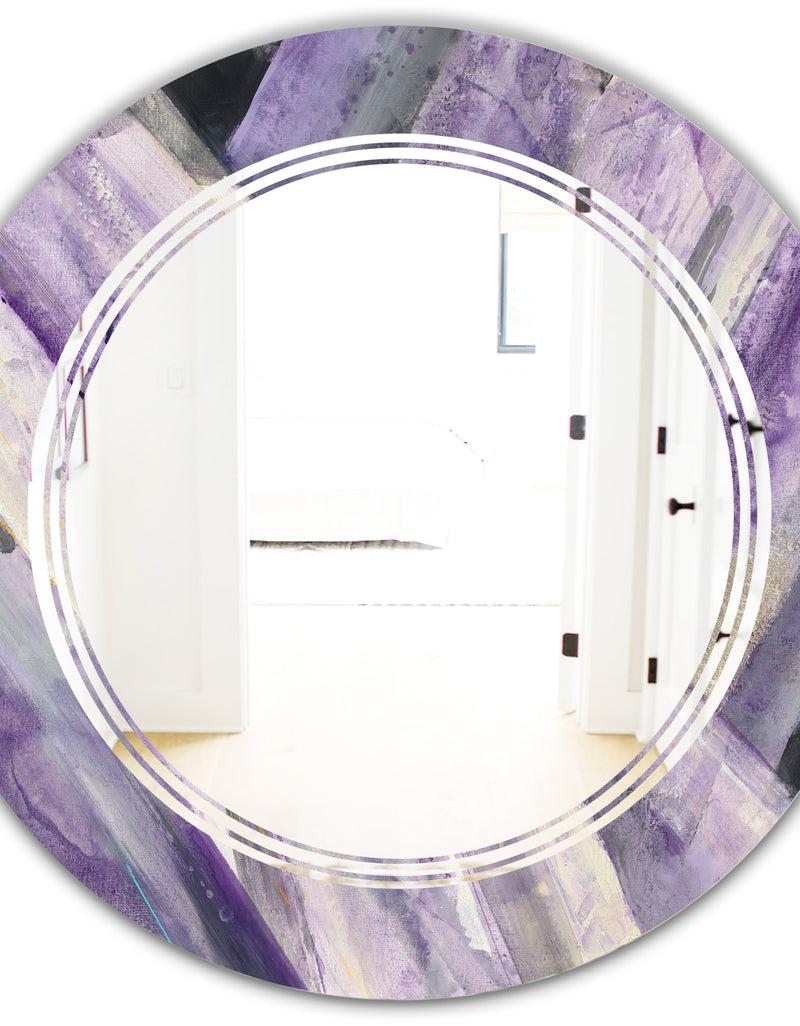 DesignQ Geometric Purple Glacier - Modern Round Or Oval Wall Mirror - Triple C