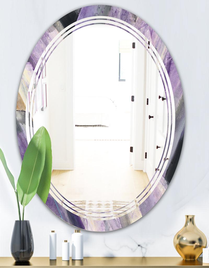DesignQ Geometric Purple Glacier - Modern Round Or Oval Wall Mirror - Triple C
