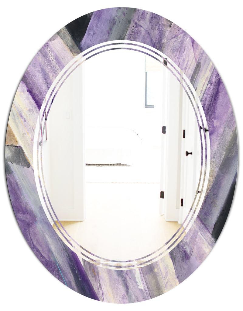 DesignQ Geometric Purple Glacier - Modern Round Or Oval Wall Mirror - Triple C