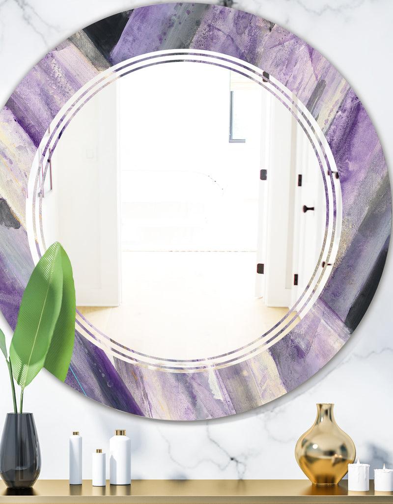 DesignQ Geometric Purple Glacier - Modern Round or Oval Wall Mirror - Triple C