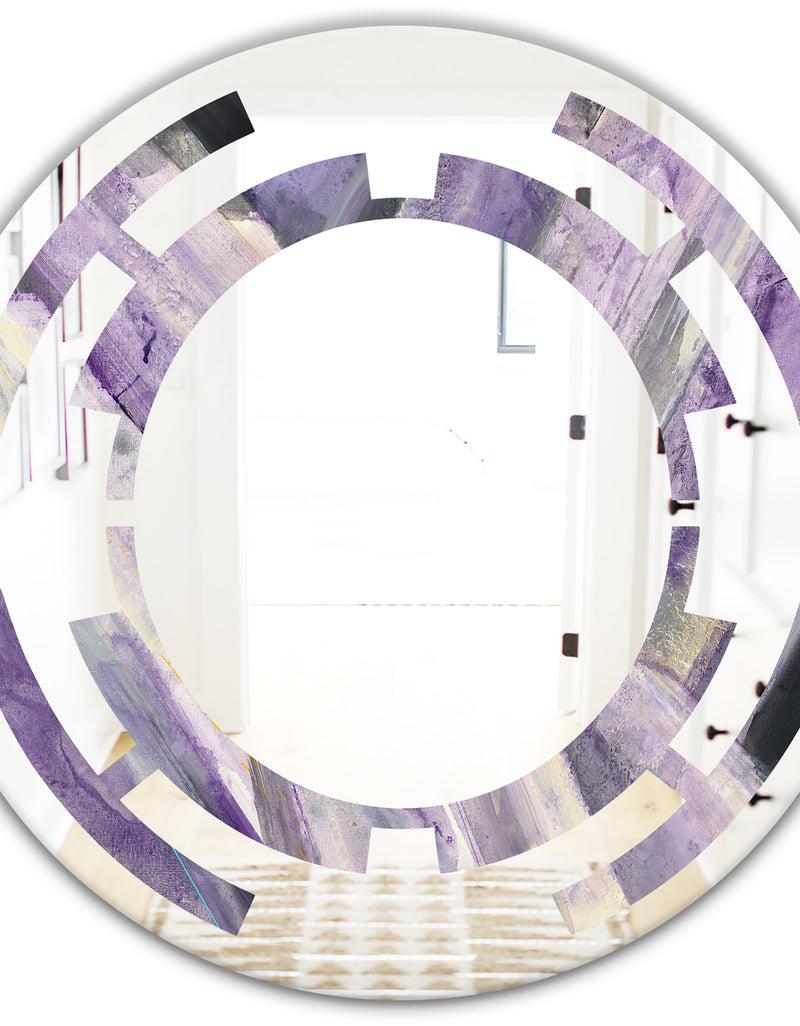 DesignQ Geometric Purple Glacier - Modern Round Or Oval Wall Mirror - Space