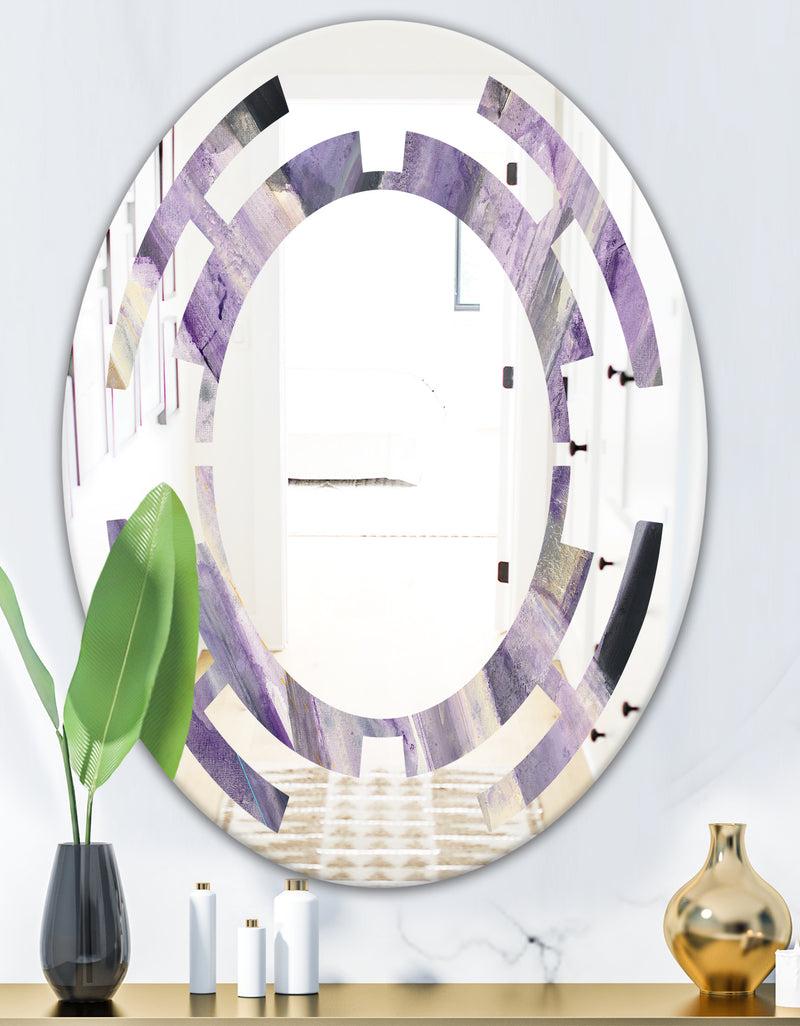 DesignQ Geometric Purple Glacier - Modern Round Or Oval Wall Mirror - Space