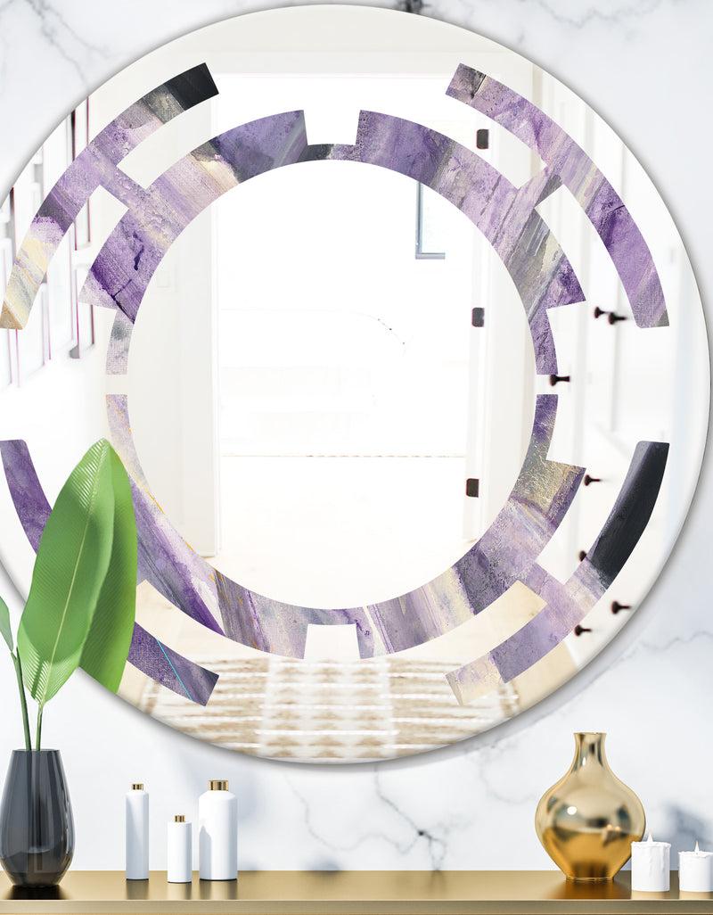 DesignQ Geometric Purple Glacier - Modern Round or Oval Wall Mirror - Space
