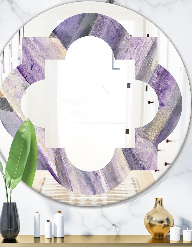 DesignQ Geometric Purple Glacier - Modern Round or Oval Wall Mirror - Quatrefoil