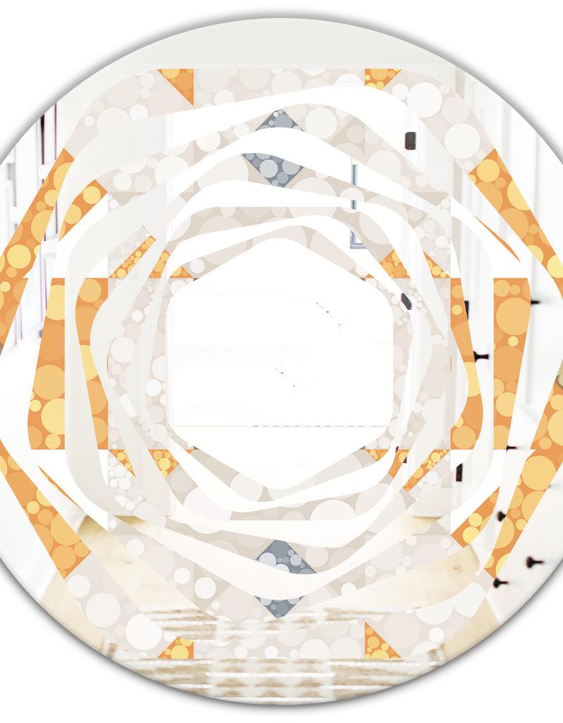 DesignQ Geometric Retro Design I - Modern Round Or Oval Wall Mirror - Whirl