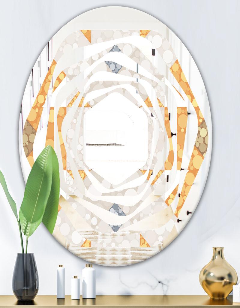 DesignQ Geometric Retro Design I - Modern Round Or Oval Wall Mirror - Whirl