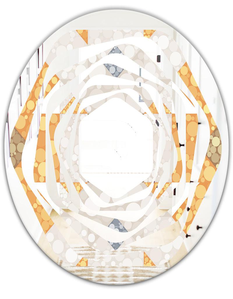 DesignQ Geometric Retro Design I - Modern Round Or Oval Wall Mirror - Whirl