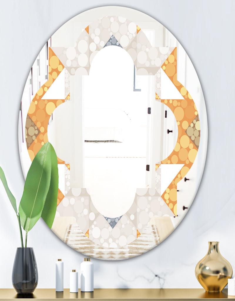 DesignQ Geometric Retro Design I - Modern Round Or Oval Wall Mirror - Quatrefoil