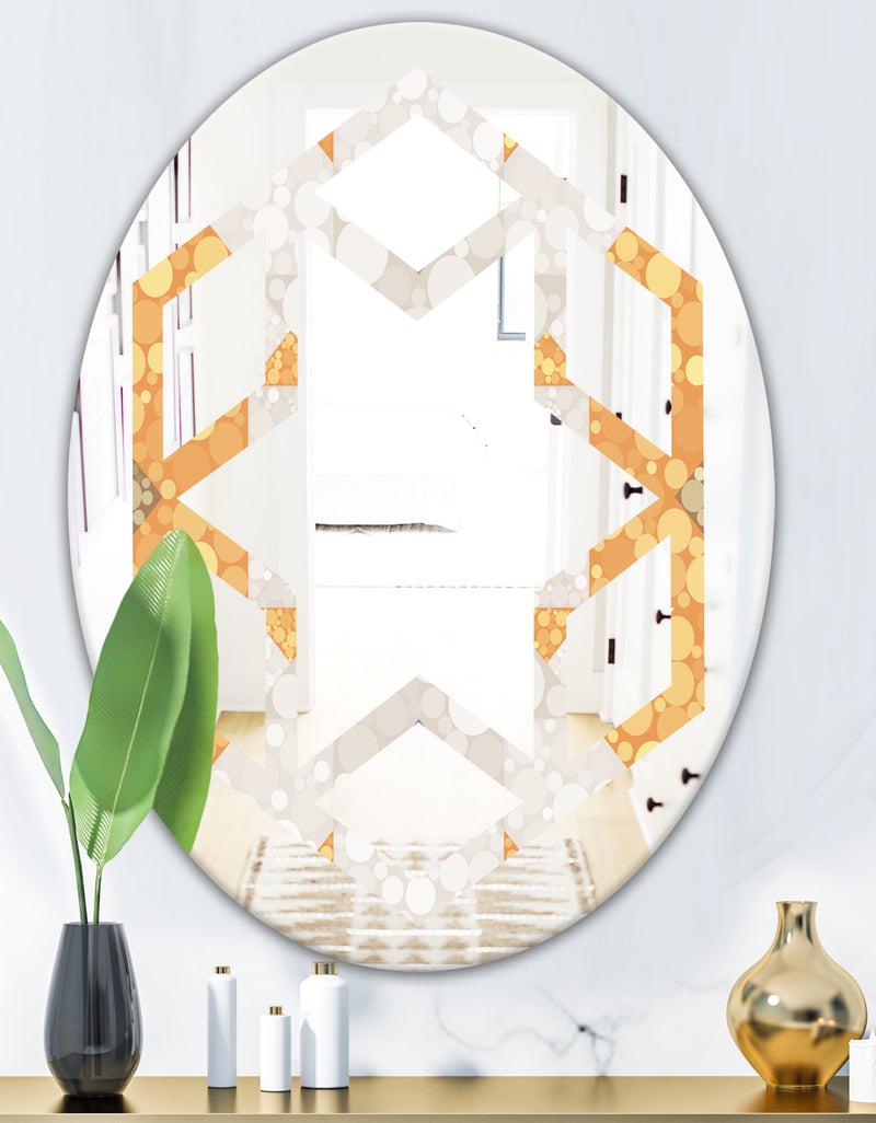DesignQ Geometric Retro Design I - Modern Round Or Oval Wall Mirror - Hexagon Star
