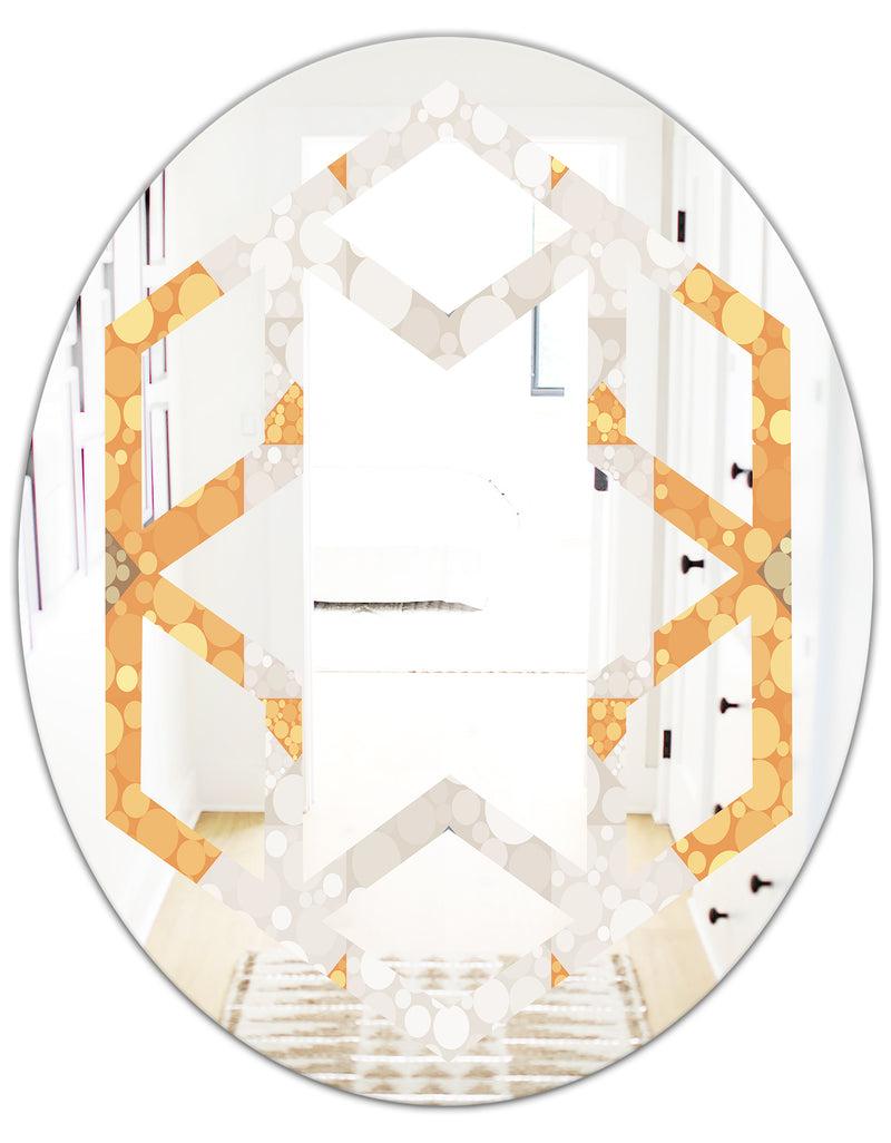DesignQ Geometric Retro Design I - Modern Round Or Oval Wall Mirror - Hexagon Star