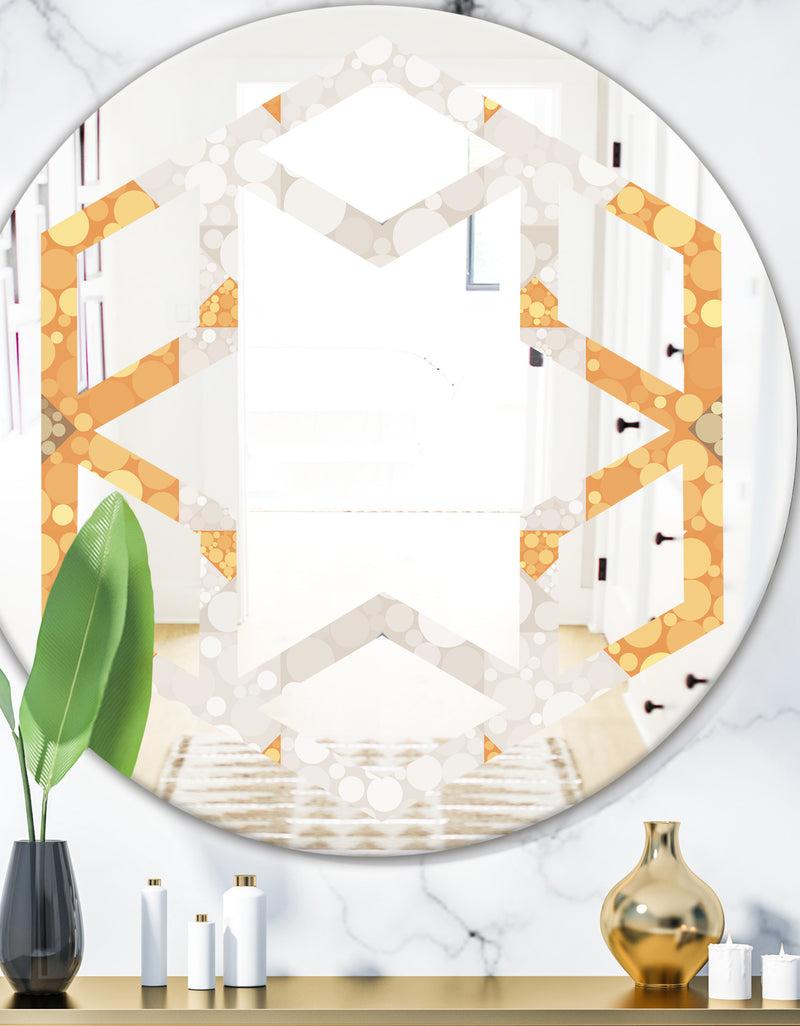 DesignQ Geometric Retro Design I - Modern Round or Oval Wall Mirror - Hexagon Star