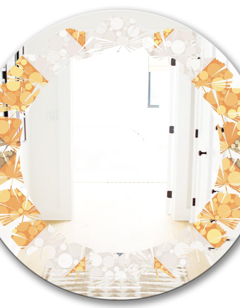 DesignQ Geometric Retro Design I - Modern Round Or Oval Wall Mirror - Leaves