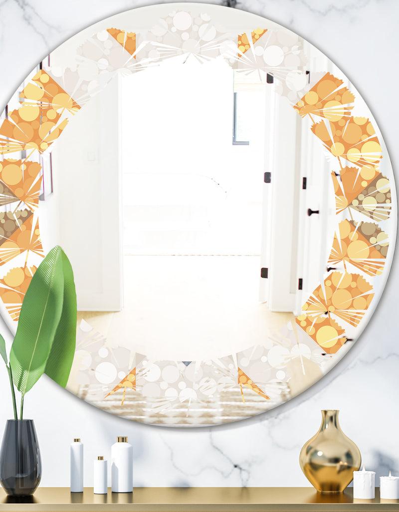 DesignQ Geometric Retro Design I - Modern Round or Oval Wall Mirror - Leaves