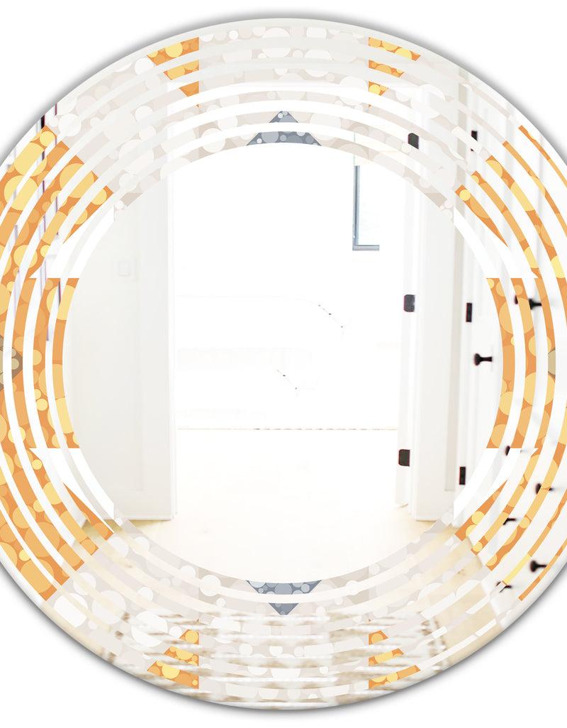 DesignQ Geometric Retro Design I - Modern Round Or Oval Wall Mirror - Wave