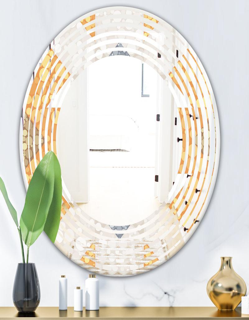 DesignQ Geometric Retro Design I - Modern Round Or Oval Wall Mirror - Wave