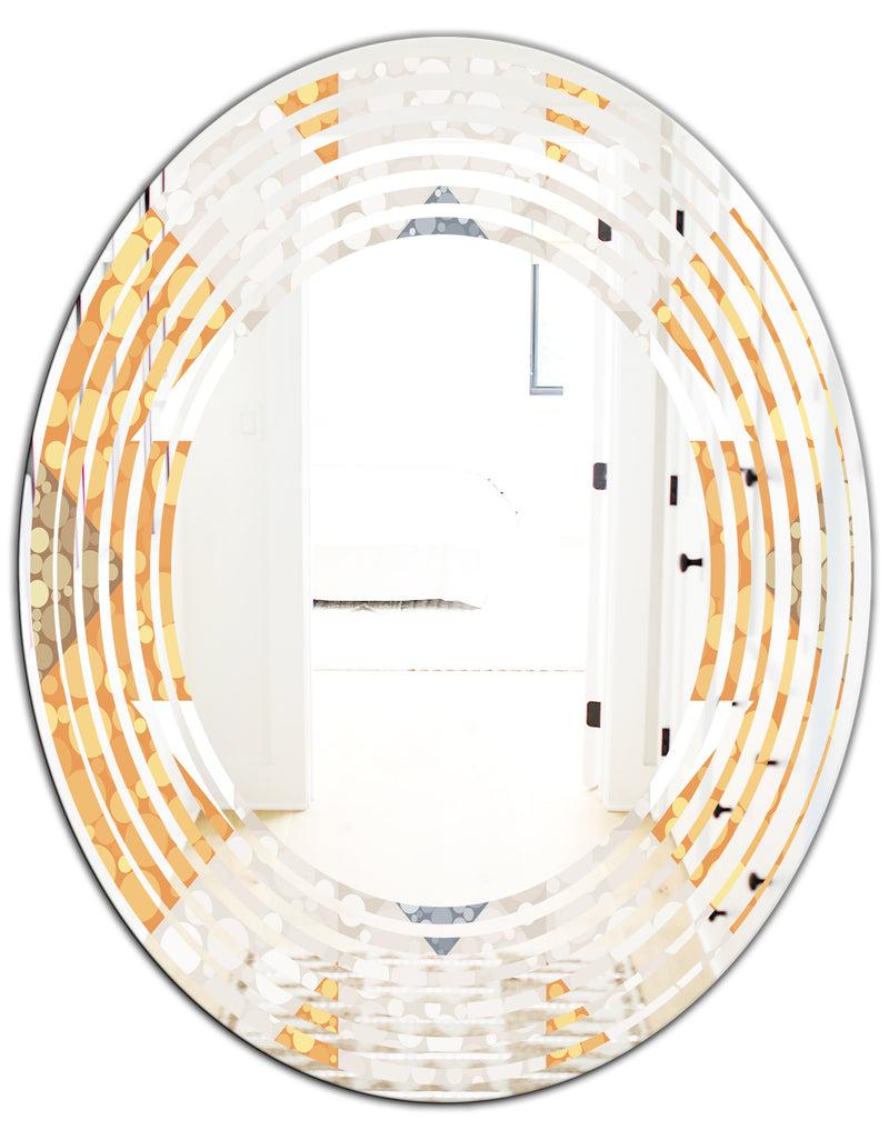 DesignQ Geometric Retro Design I - Modern Round Or Oval Wall Mirror - Wave