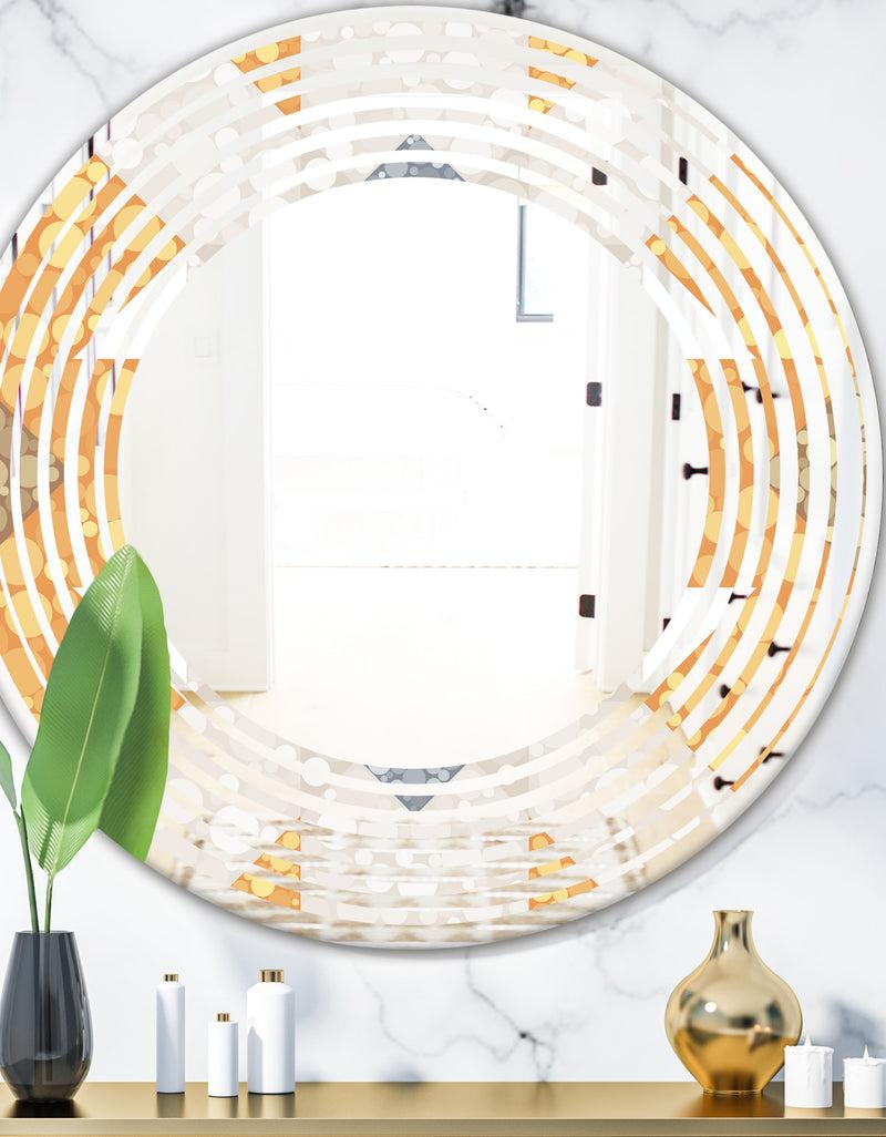 DesignQ Geometric Retro Design I - Modern Round or Oval Wall Mirror - Wave
