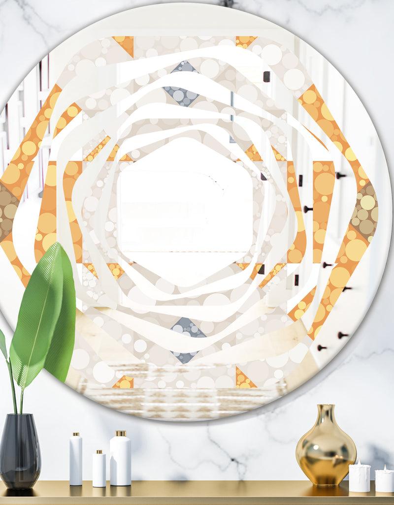 DesignQ Geometric Retro Design I - Modern Round or Oval Wall Mirror - Whirl