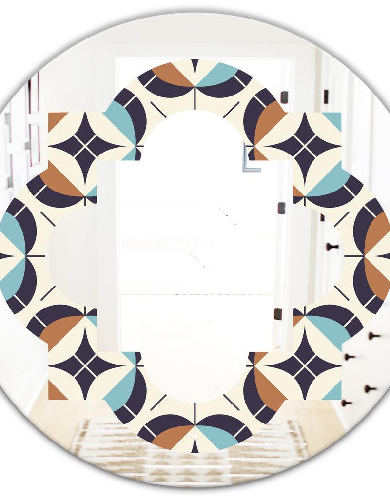 DesignQ Geometric Retro Design V - Modern Round Or Oval Wall Mirror - Quatrefoil