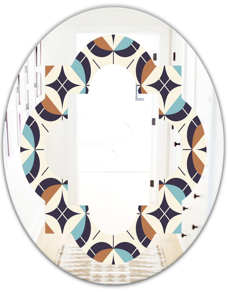 DesignQ Geometric Retro Design V - Modern Round Or Oval Wall Mirror - Quatrefoil