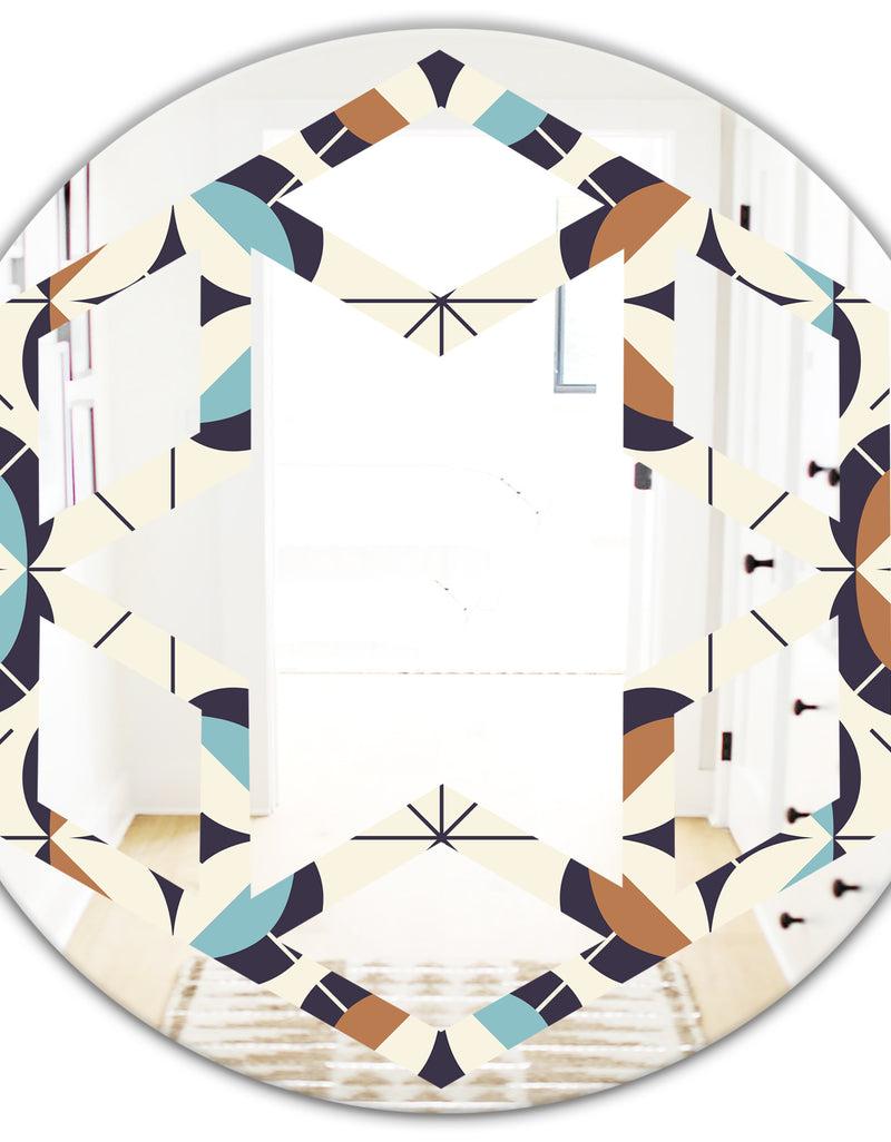 DesignQ Geometric Retro Design V - Modern Round Or Oval Wall Mirror - Hexagon Star