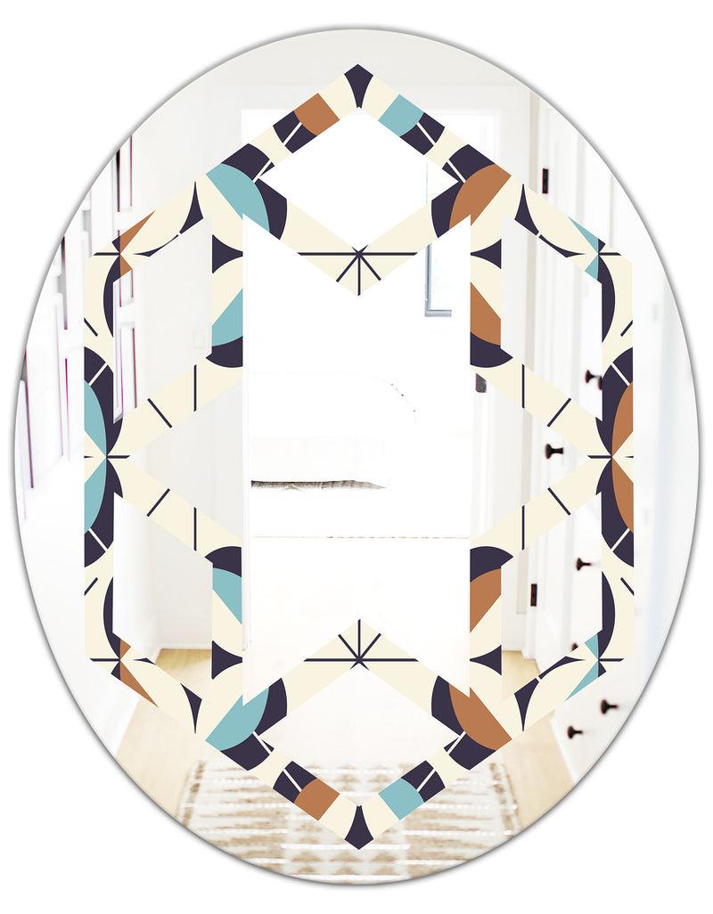 DesignQ Geometric Retro Design V - Modern Round Or Oval Wall Mirror - Hexagon Star