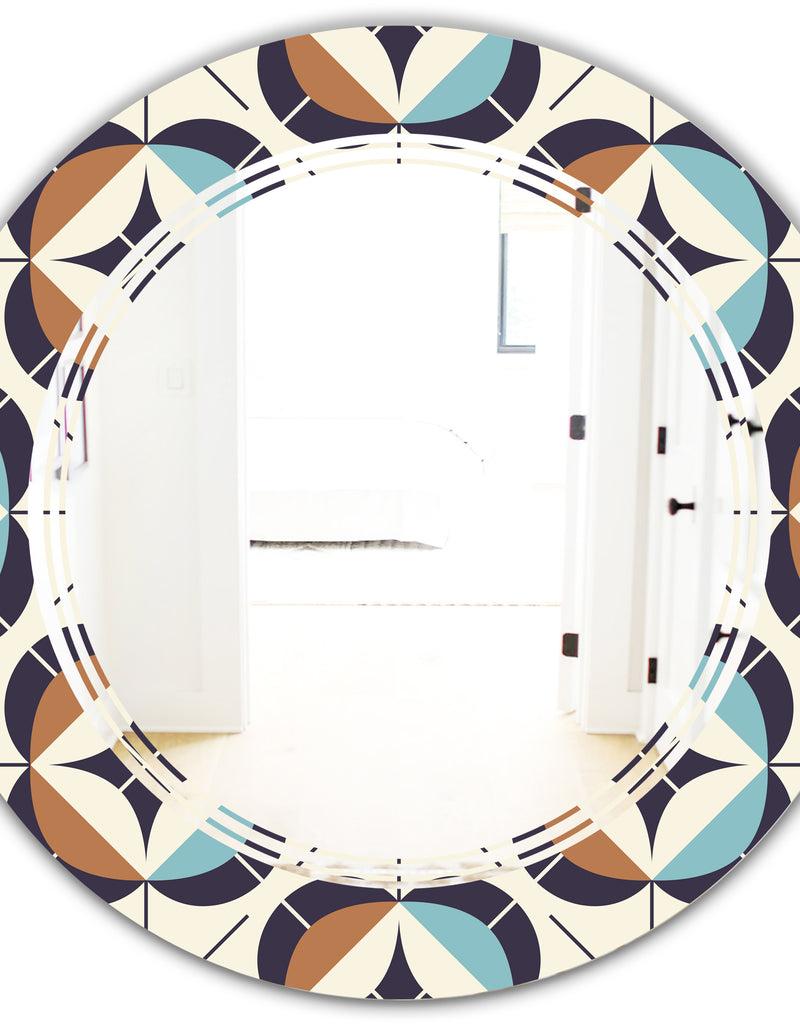 DesignQ Geometric Retro Design V - Modern Round Or Oval Wall Mirror - Triple C