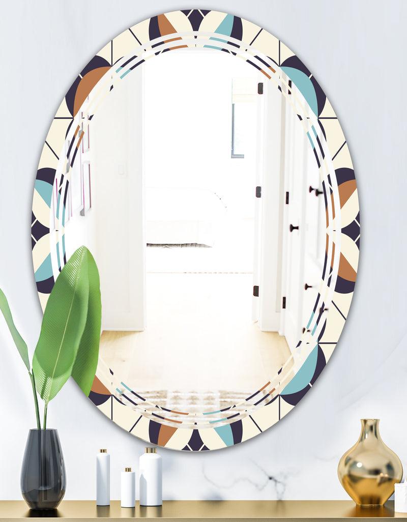 DesignQ Geometric Retro Design V - Modern Round Or Oval Wall Mirror - Triple C