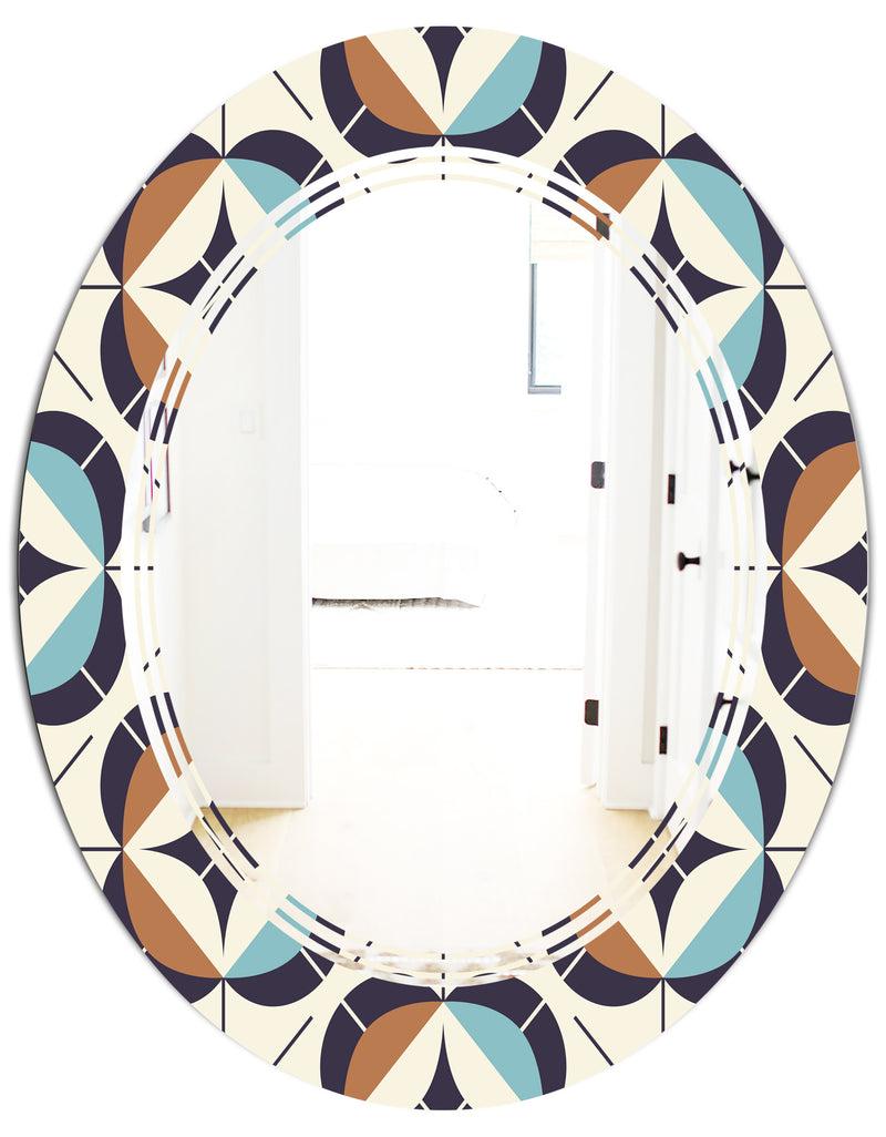 DesignQ Geometric Retro Design V - Modern Round Or Oval Wall Mirror - Triple C