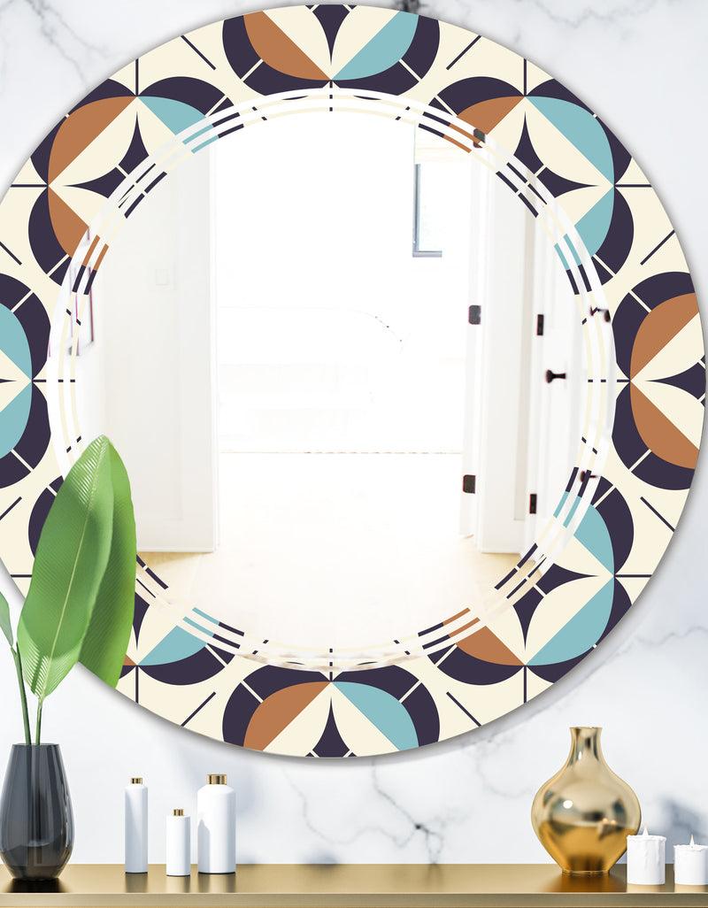 DesignQ Geometric Retro Design V - Modern Round or Oval Wall Mirror - Triple C