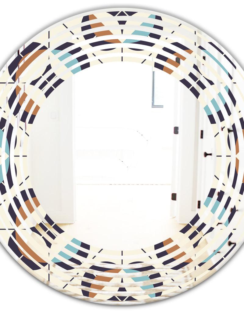 DesignQ Geometric Retro Design V - Modern Round Or Oval Wall Mirror - Wave