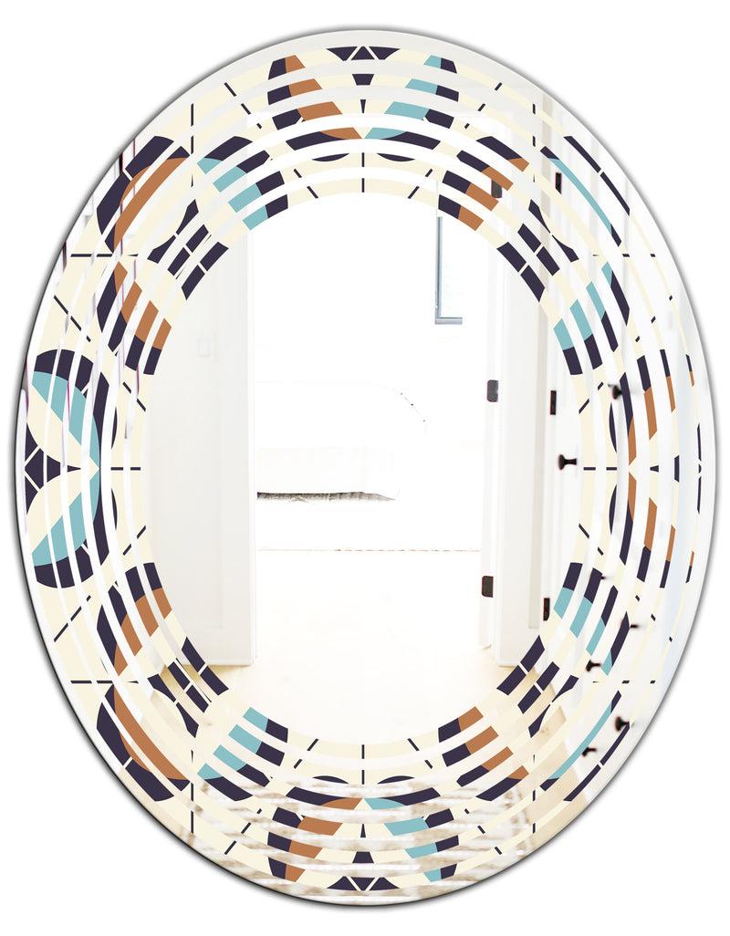 DesignQ Geometric Retro Design V - Modern Round Or Oval Wall Mirror - Wave