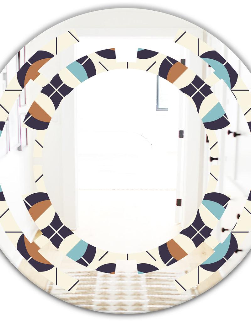 DesignQ Geometric Retro Design V - Modern Round Or Oval Wall Mirror - Space