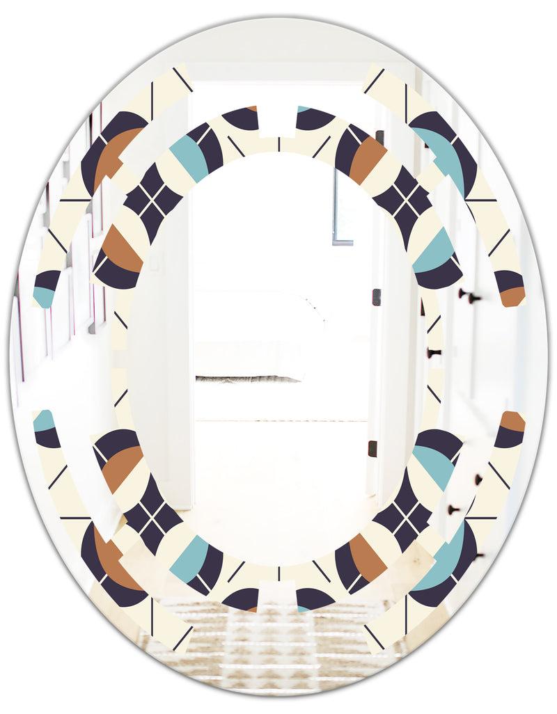 DesignQ Geometric Retro Design V - Modern Round Or Oval Wall Mirror - Space