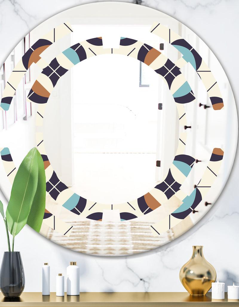DesignQ Geometric Retro Design V - Modern Round or Oval Wall Mirror - Space