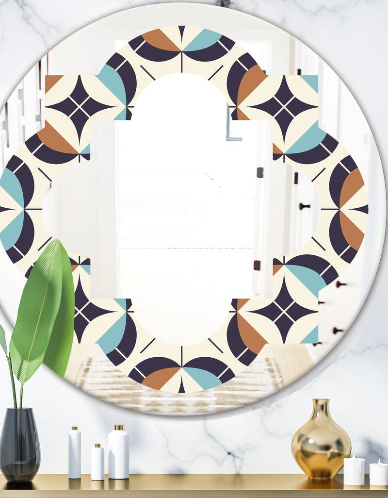 DesignQ Geometric Retro Design V - Modern Round or Oval Wall Mirror - Quatrefoil