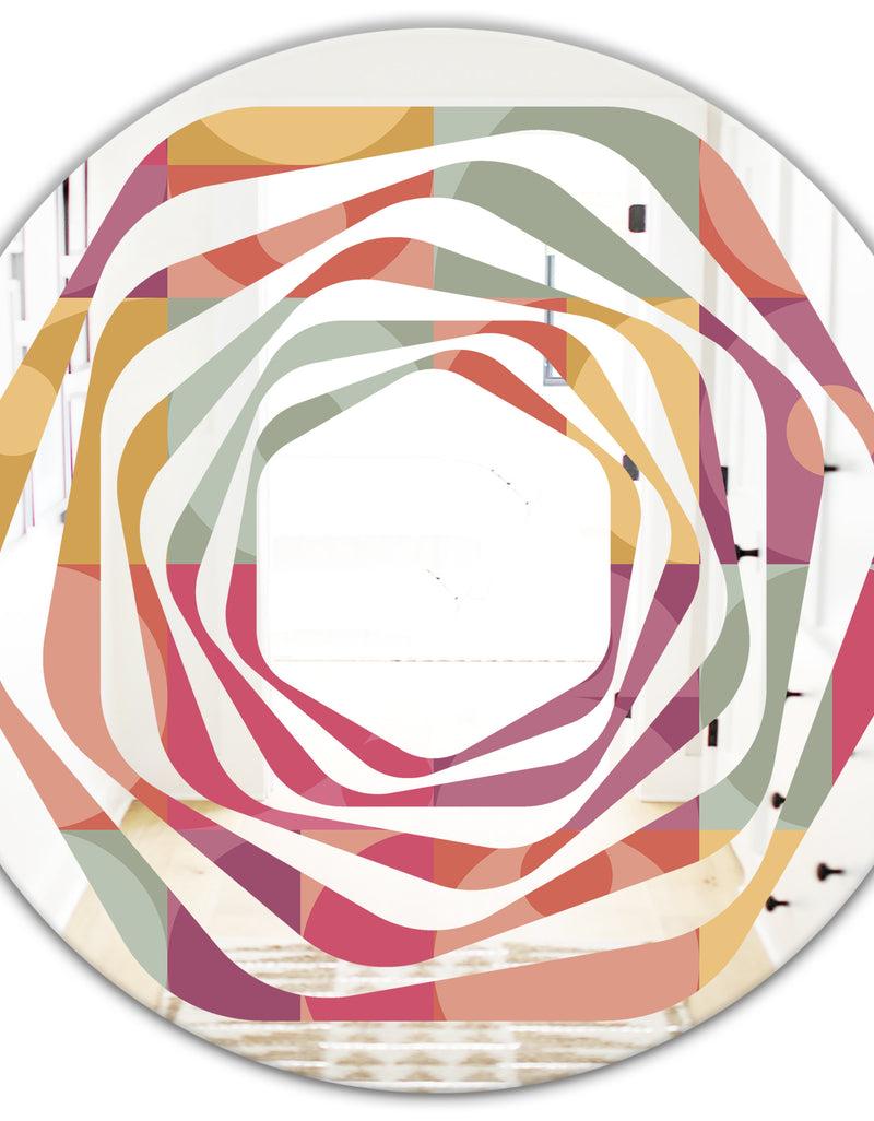 DesignQ Geometric Retro Minimal I - Modern Round Or Oval Wall Mirror - Whirl