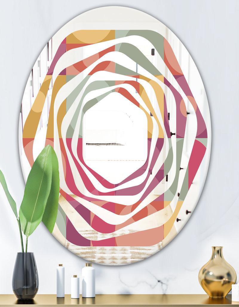 DesignQ Geometric Retro Minimal I - Modern Round Or Oval Wall Mirror - Whirl
