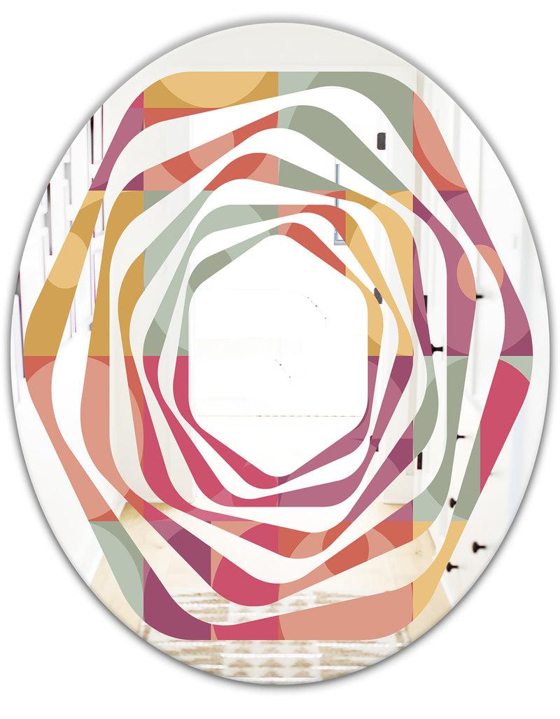 DesignQ Geometric Retro Minimal I - Modern Round Or Oval Wall Mirror - Whirl