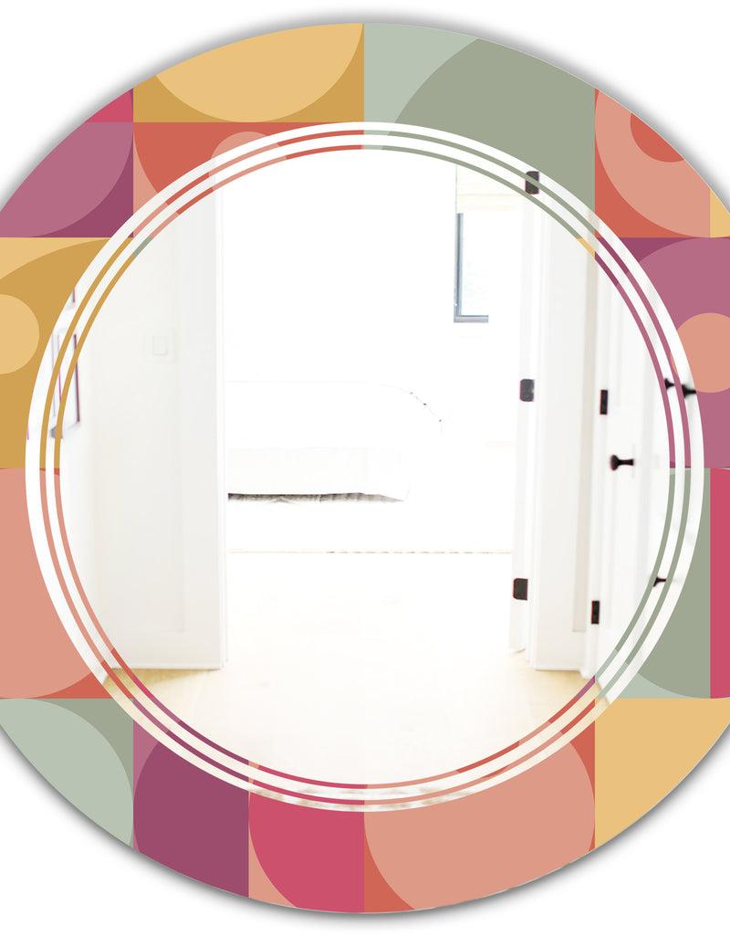 DesignQ Geometric Retro Minimal I - Modern Round Or Oval Wall Mirror - Triple C