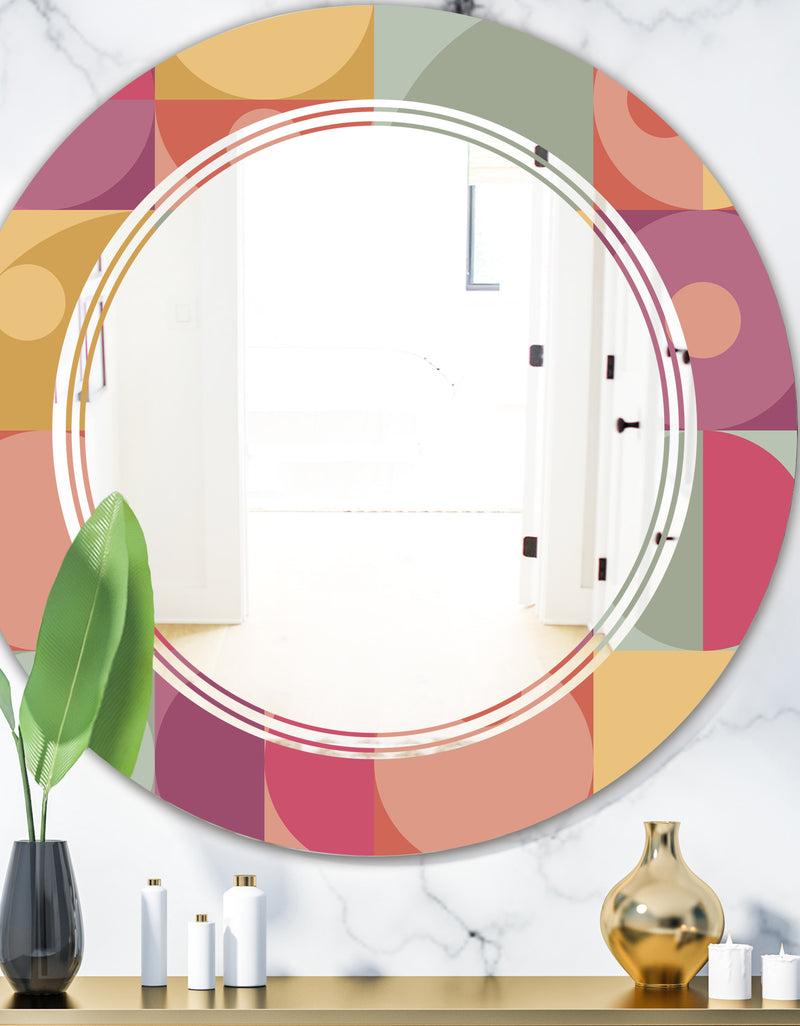 DesignQ Geometric Retro Minimal I - Modern Round or Oval Wall Mirror - Triple C