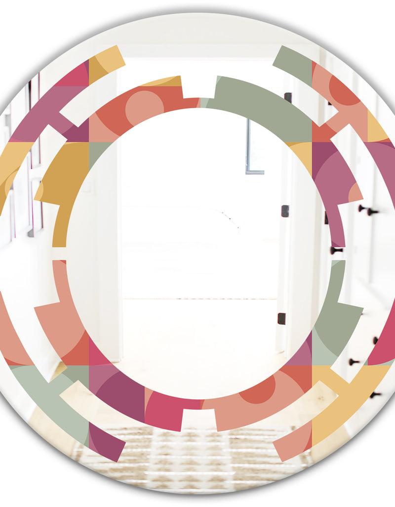 DesignQ Geometric Retro Minimal I - Modern Round Or Oval Wall Mirror - Space
