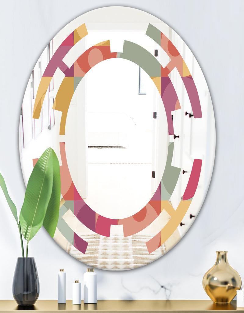 DesignQ Geometric Retro Minimal I - Modern Round Or Oval Wall Mirror - Space