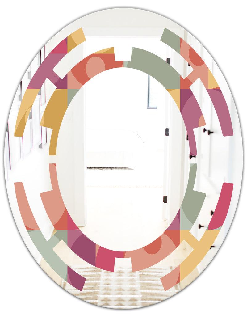 DesignQ Geometric Retro Minimal I - Modern Round Or Oval Wall Mirror - Space