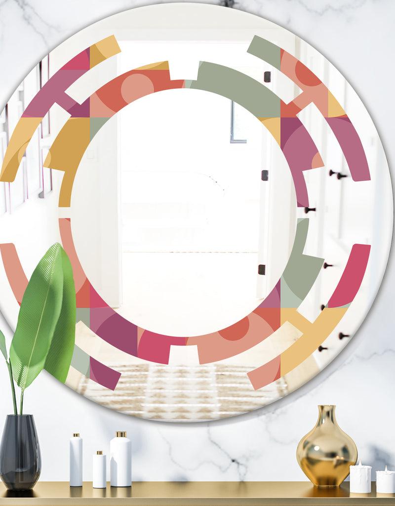 DesignQ Geometric Retro Minimal I - Modern Round or Oval Wall Mirror - Space