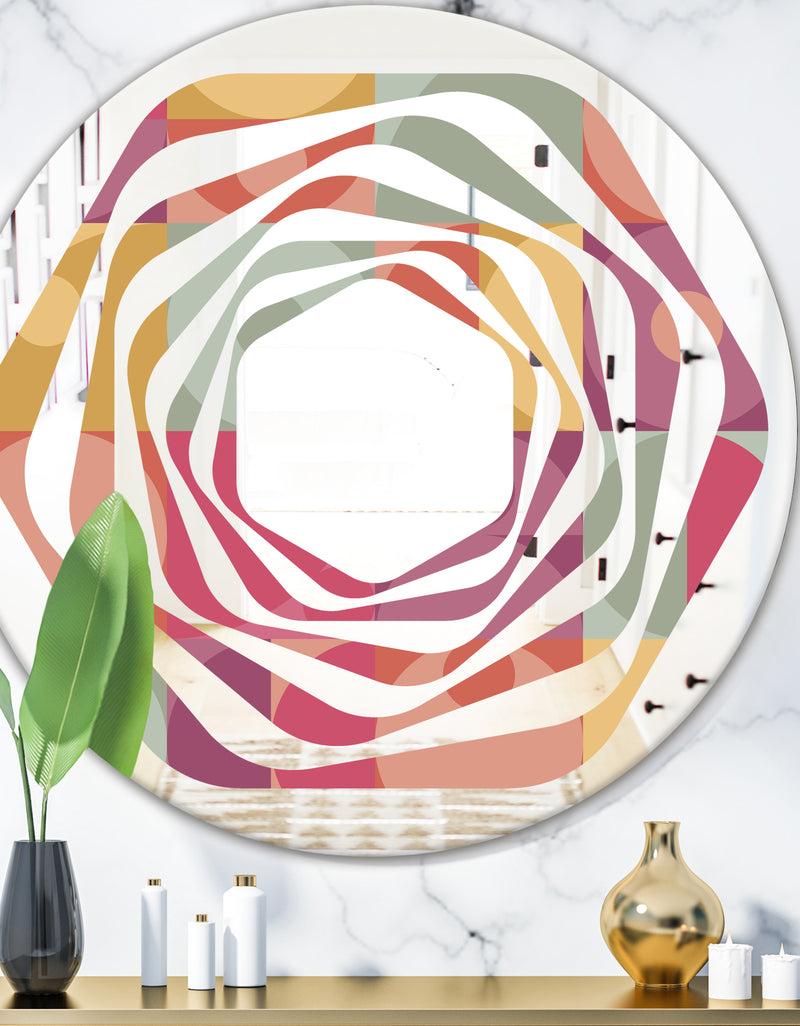DesignQ Geometric Retro Minimal I - Modern Round or Oval Wall Mirror - Whirl